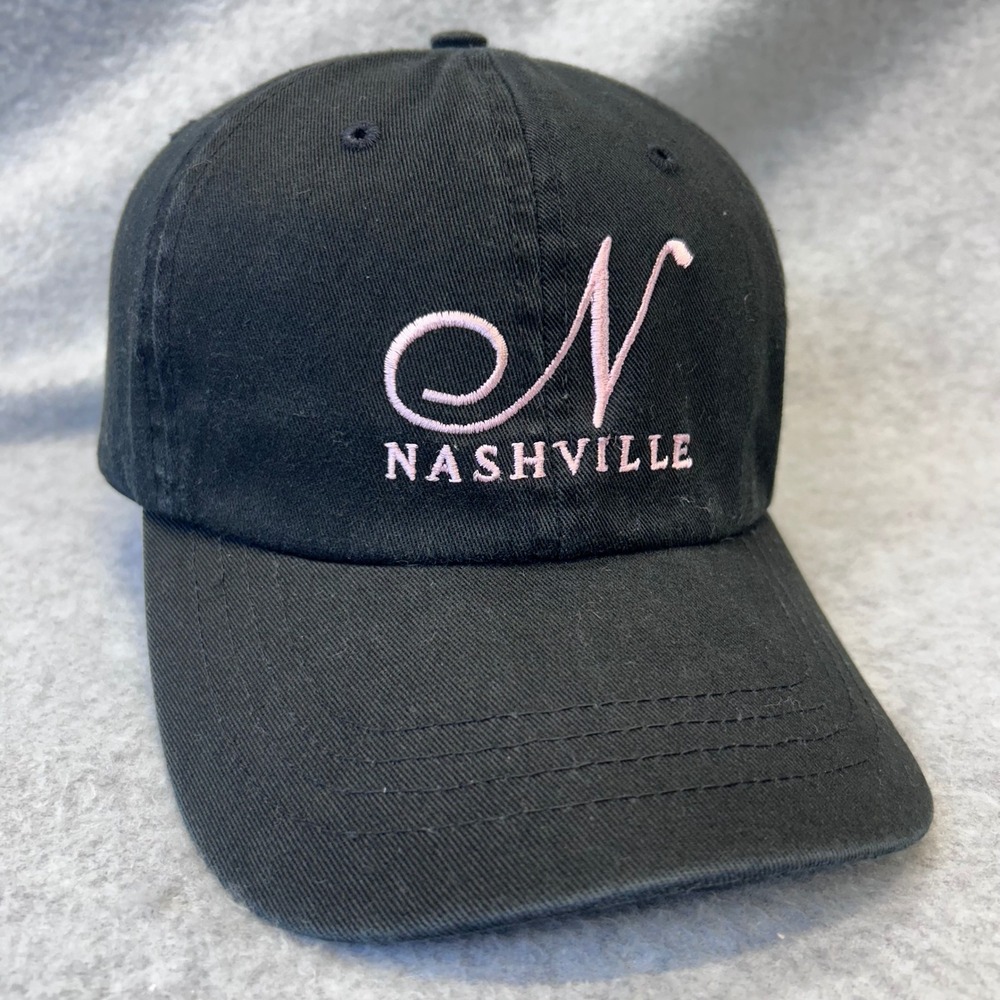 Nashville N Script Womens Black Headwear Dad Hat Adjustable Souvenir Cap OSFM